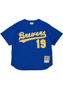 Milwaukee Brewers Mitchell and Ness Batting Practice Pullover Cooperstown Jersey - Blue