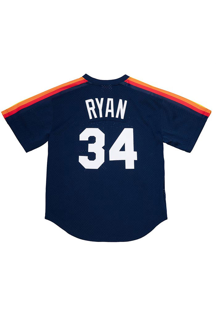 Nolan Ryan Houston Astros Mitchell and Ness Batting Practice Pullover Cooperstown Jersey - Navy Blue
