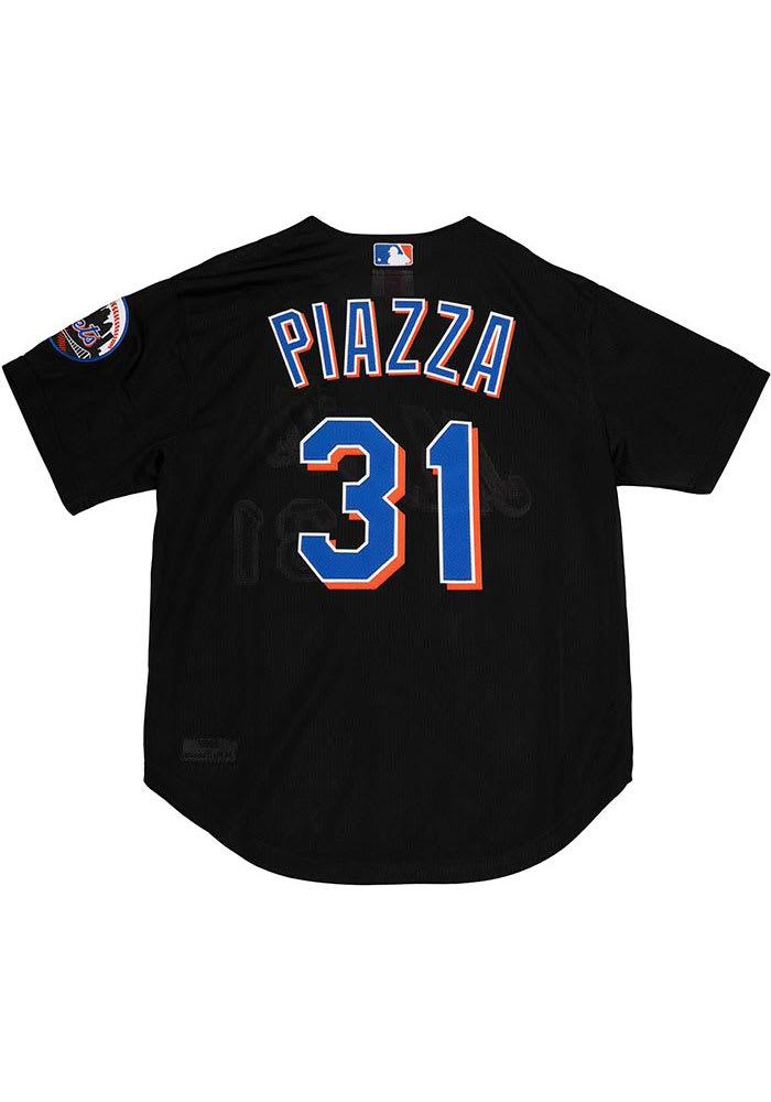 New York Mets Mitchell and Ness Batting Practice Button Front Cooperstown Jersey - Black