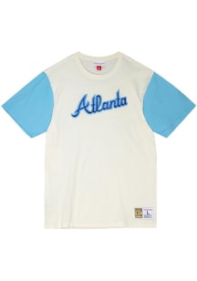 Mitchell and Ness Atlanta Braves Ivory Color Blocked Short Sleeve Fashion T Shirt