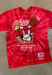 Mitchell and Ness Chicago Bulls Red 6X Champ Short Sleeve Fashion T Shirt