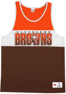 Mitchell and Ness Cleveland Browns Mens Brown MESH NFL Short Sleeve Tank Top