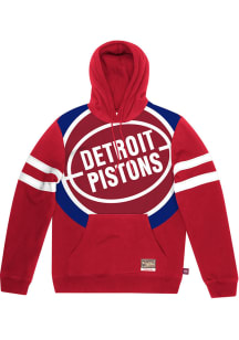 Mitchell and Ness Detroit Pistons Mens Red Substantial Fleece Fashion Hood