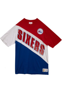 Mitchell and Ness Philadelphia 76ers Red Play By Play Short Sleeve Fashion T Shirt