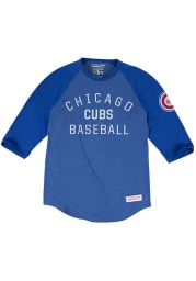 Mitchell and Ness Chicago Cubs Blue Team Issued Long Sleeve Fashion T Shirt