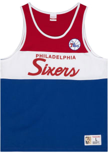 Mitchell and Ness Philadelphia 76ers Mens Blue Cotton Short Sleeve Tank Top