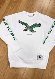 Mitchell and Ness Philadelphia Eagles Mens White Rings Long Sleeve Crew Sweatshirt