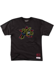 Mitchell and Ness Philadelphia 76ers Black Neon Short Sleeve Fashion T Shirt