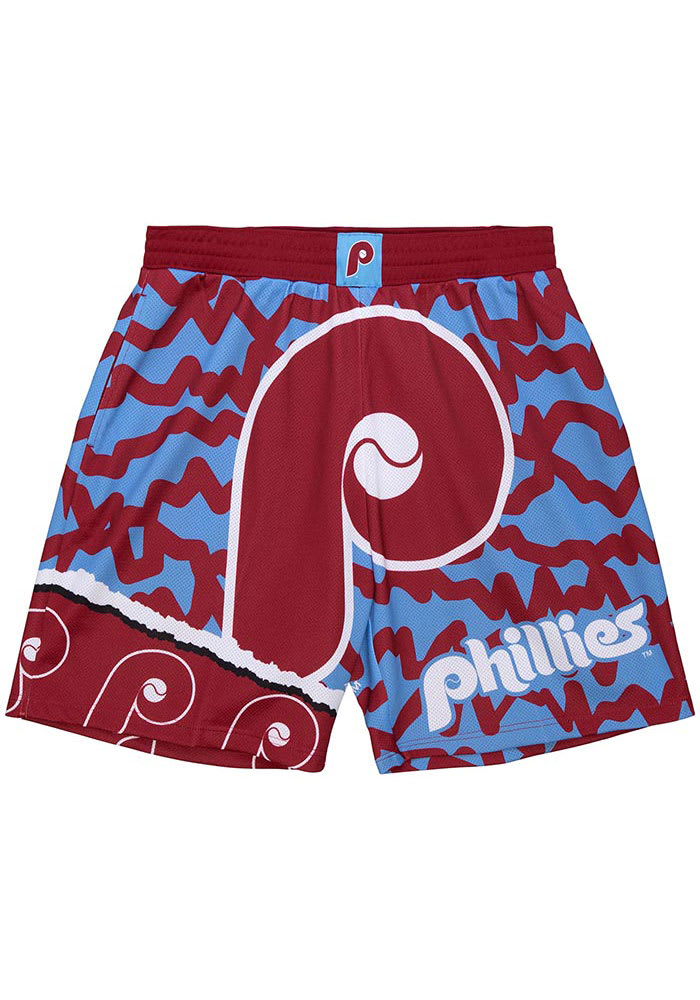Mitchell and Ness Philadelphia Phillies Mens Maroon Jumbotron 2.0 Sublimated Shorts
