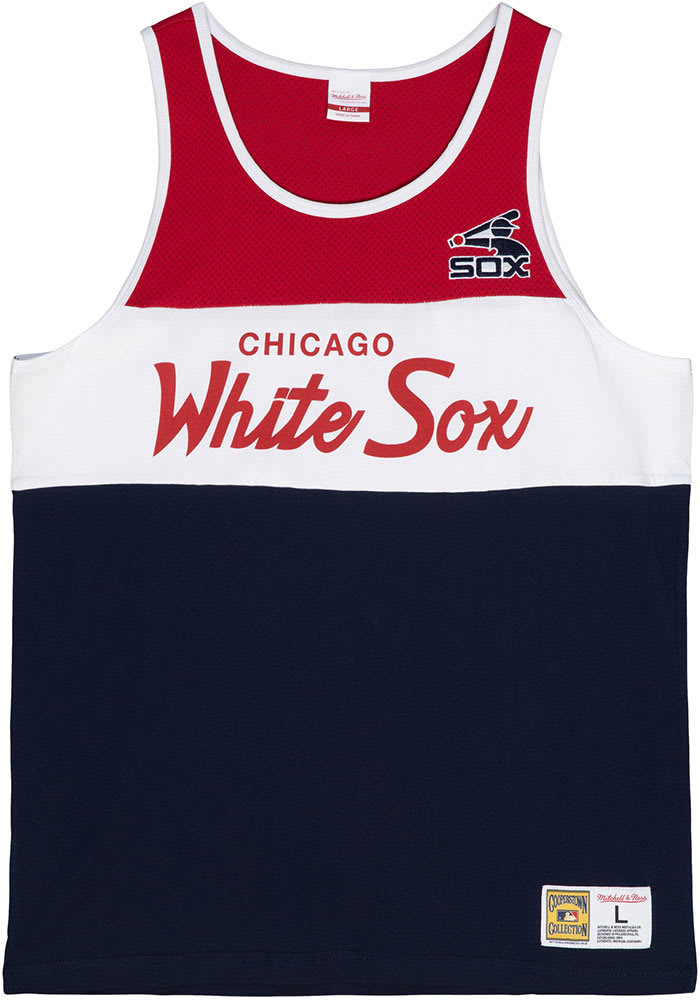 Mitchell and Ness Chicago White Sox Mens Black Cotton Tank Top Short Sleeve Tank Top