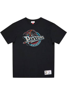 Mitchell and Ness Detroit Pistons Black NBA MVP LOGO Short Sleeve Fashion T Shirt