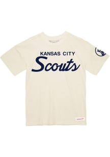 Mitchell and Ness Kansas City Scouts White Scouts Script Short Sleeve T Shirt