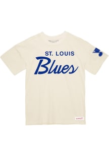 Mitchell and Ness St Louis Blues White Blues Script Short Sleeve T Shirt