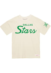 Mitchell and Ness Dallas Stars White Stars Script Short Sleeve T Shirt