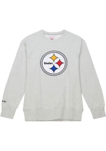 Mitchell and Ness Pittsburgh Steelers Mens Grey PLAYOFF WIN 2.0 Long Sleeve Fashion Sweatshirt