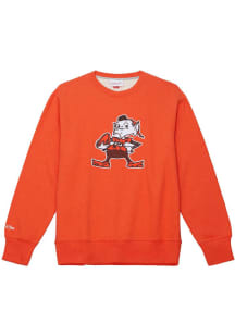 Mitchell and Ness Cleveland Browns Mens Orange PLAYOFF WIN 2.0 Long Sleeve Fashion Sweatshirt