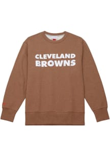 Mitchell and Ness Cleveland Browns Mens Brown PLAYOFF WIN 2.0 Long Sleeve Fashion Sweatshirt