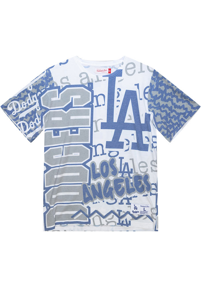 Mitchell and Ness Los Angeles Dodgers White Jumbotron 2.0 Sublimated Short Sleeve Fashion T Shirt