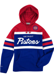 Mitchell and Ness Detroit Pistons Mens Blue Head Coach Fashion Hood