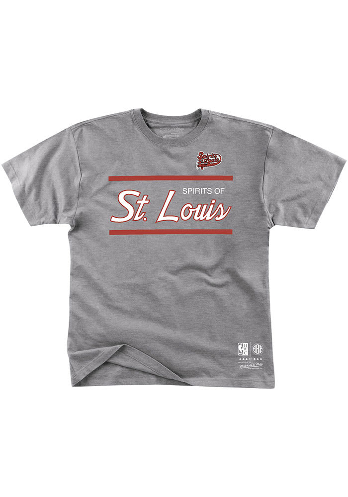 Mitchell and Ness St Louis Spirits Grey Coaches Script Short Sleeve Fashion T Shirt