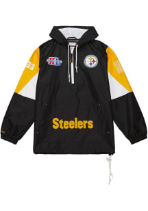 Mitchell and Ness Pittsburgh Steelers Mens Black TEAM ORIGINS ANORAK Pullover Jackets