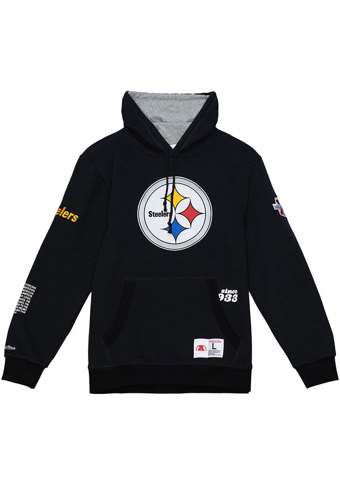 Mitchell and Ness Pittsburgh Steelers Mens Black Origins Fleece Fashion Hood