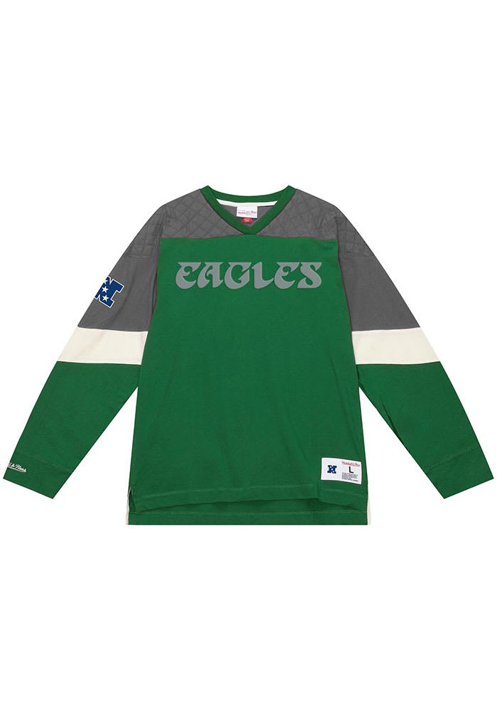 Mitchell and Ness Philadelphia Eagles Kelly Green 4TH AND INCHES Long Sleeve Fashion T Shirt