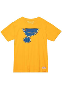 Mitchell and Ness St Louis Blues Gold DISTRESSED LOGO Short Sleeve T Shirt