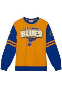Mitchell and Ness St Louis Blues Mens Gold ALL OVER 2.0 Long Sleeve Fashion Sweatshirt