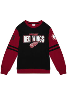 Mitchell and Ness Detroit Red Wings Mens Black ALL OVER 2.0 Long Sleeve Fashion Sweatshirt