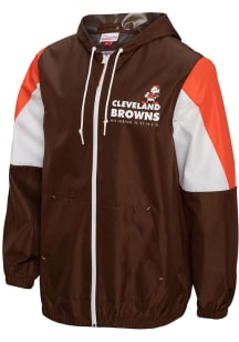 Mitchell and Ness Cleveland Browns Mens Brown THROW IT BACK Light Weight Jacket