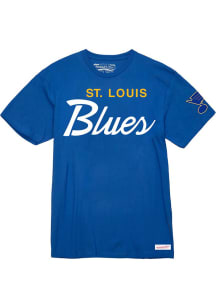 Mitchell and Ness St Louis Blues Blue Blues Script Short Sleeve T Shirt