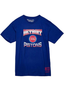 Mitchell and Ness Detroit Pistons Blue 90s Arch Short Sleeve Fashion T Shirt