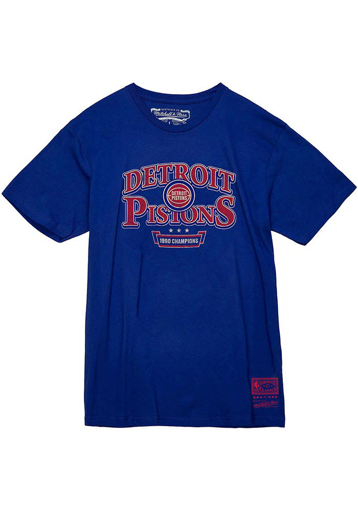 Mitchell and Ness Detroit Pistons Blue 90s Amo Short Sleeve Fashion T Shirt