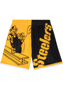 Mitchell and Ness Pittsburgh Steelers Mens Black BIG FACE 5.0 Shorts