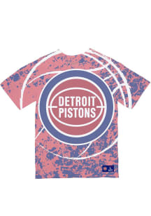 Mitchell and Ness Detroit Pistons Red Jumbotron Short Sleeve Fashion T Shirt