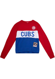 Mitchell and Ness Chicago Cubs Womens Red Colorblock Crew Sweatshirt