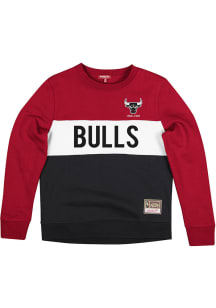 Mitchell and Ness Chicago Bulls Womens Red Colorblock Crew Sweatshirt