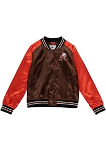 Mitchell and Ness Cleveland Browns Womens Brown Satin Long Sleeve Track Jacket