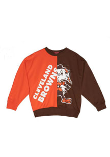 Mitchell and Ness Cleveland Browns Womens Orange Big Face Crew Sweatshirt