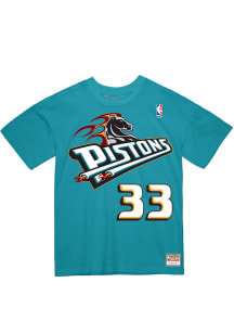 Grant Hill Detroit Pistons Teal NAME AND NUMBER Short Sleeve Player T Shirt