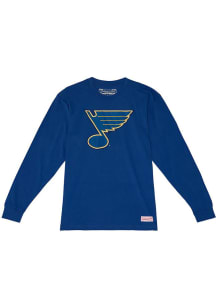 Mitchell and Ness St Louis Blues Blue LOGO Long Sleeve T Shirt