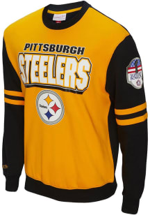 Mitchell and Ness Pittsburgh Steelers Mens Gold ALL OVER 2.0 Long Sleeve Fashion Sweatshirt