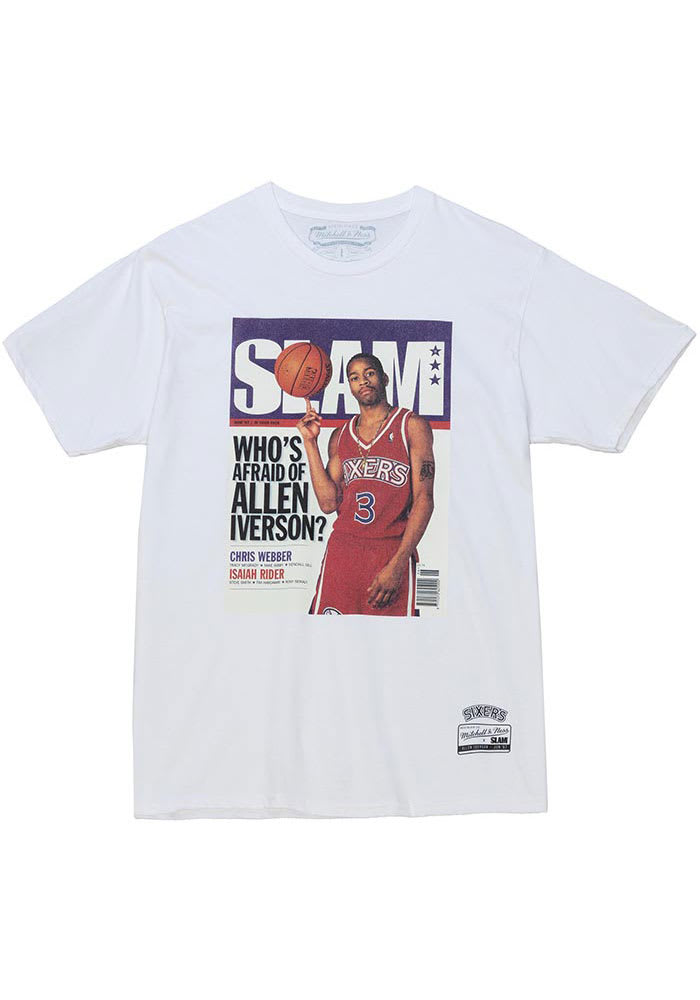 Allen Iverson Philadelphia 76ers White Whos Afraid Short Sleeve Fashion Player T Shirt