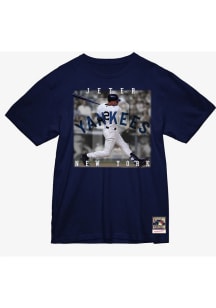 Derek Jeter New York Yankees Navy Blue Bat Short Sleeve Fashion Player T Shirt