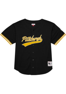 Mitchell and Ness Pittsburgh Steelers Mens Black Mesh Button Jersey