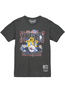 Mitchell and Ness Philadelphia 76ers Grey PLAYOFFS Short Sleeve Fashion T Shirt