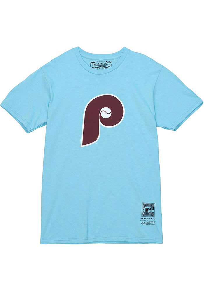 Mitchell and Ness Philadelphia Phillies Light Blue Veterans Stadium Short  Sleeve Fashion T Shirt