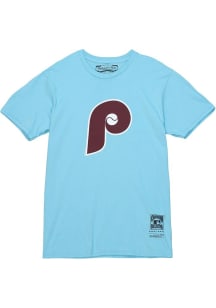 Mitchell and Ness Philadelphia Phillies Light Blue TRADITIONAL Short Sleeve Fashion T Shirt