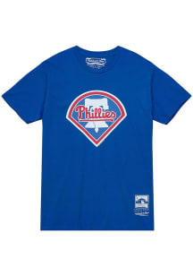 Mitchell and Ness Philadelphia Phillies Blue BASIC LOGO Short Sleeve Fashion T Shirt